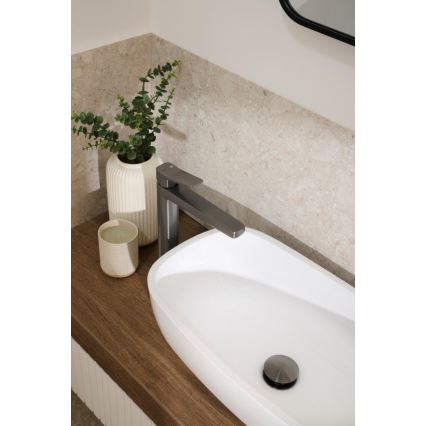 KFA Armatura 4522-712-61 - Tvättställsblandare + bottenventil MALAGA 30,3 cm metallgrå