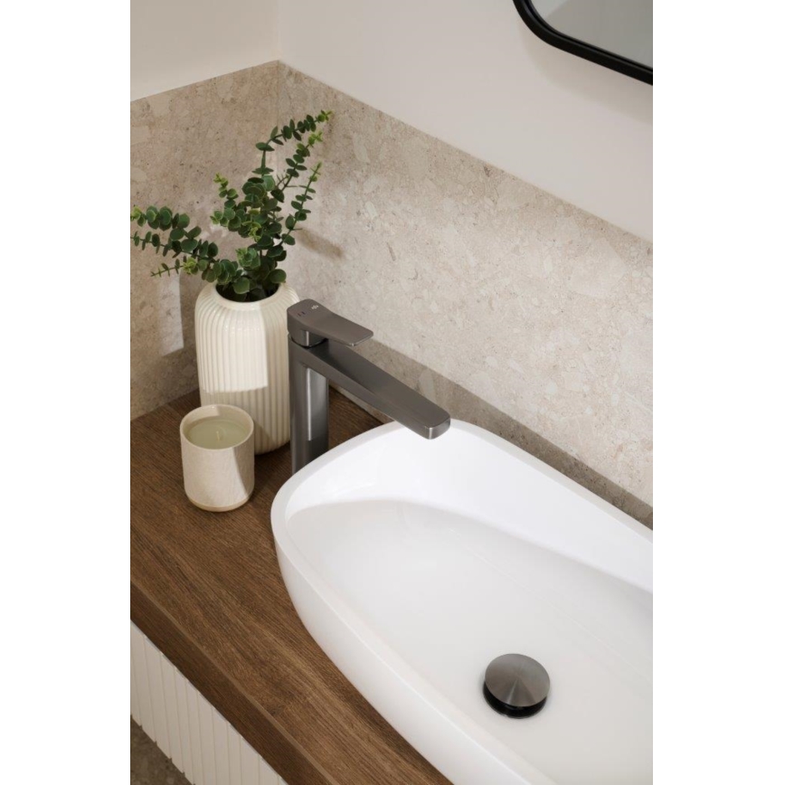 KFA Armatura 4522-712-61 - Tvättställsblandare + bottenventil MALAGA 30,3 cm metallgrå