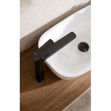 KFA Armatura 4522-712-81 - Tvättställsblandare + bottenventil MALAGA 30,3 cm svart