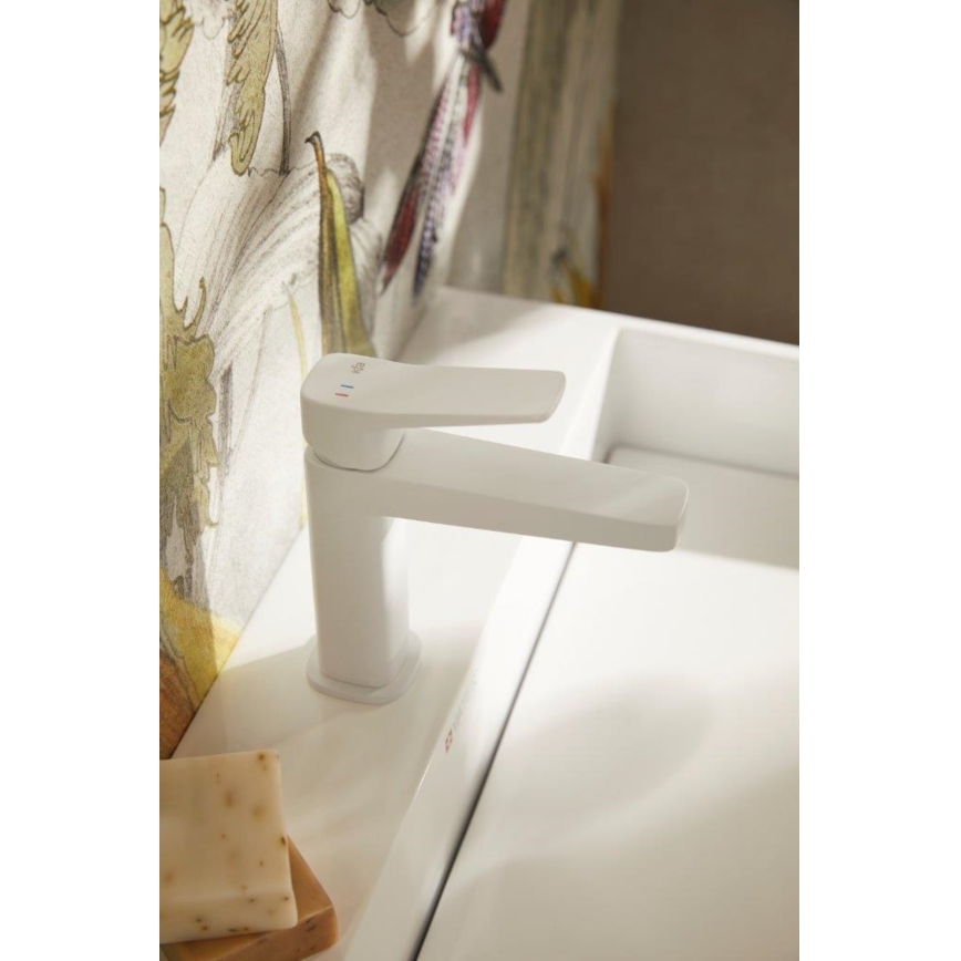 KFA Armatura 4522-815-44 - Tvättställsblandare + bottenventil MALAGA 15,9 cm vit