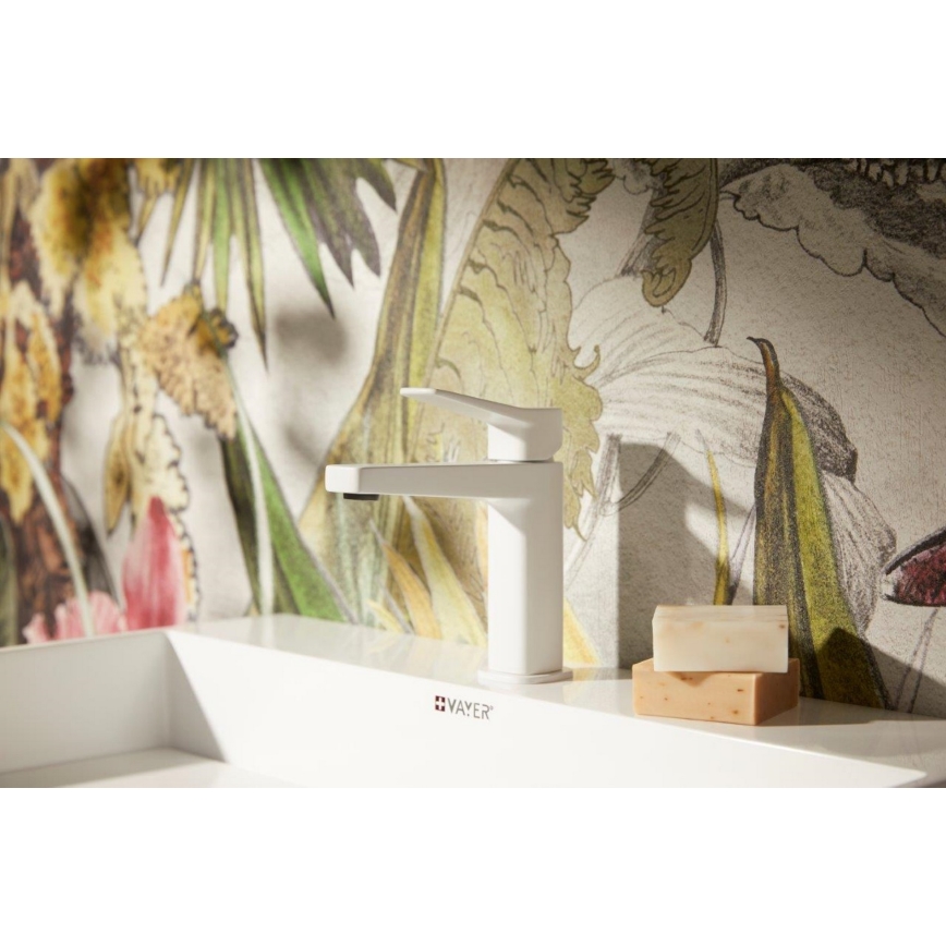 KFA Armatura 4522-815-44 - Tvättställsblandare + bottenventil MALAGA 15,9 cm vit