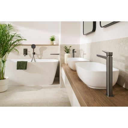 KFA Armatura 4522-815-61 - Tvättställsblandare + bottenventil MALAGA 15,9 cm metallgrå