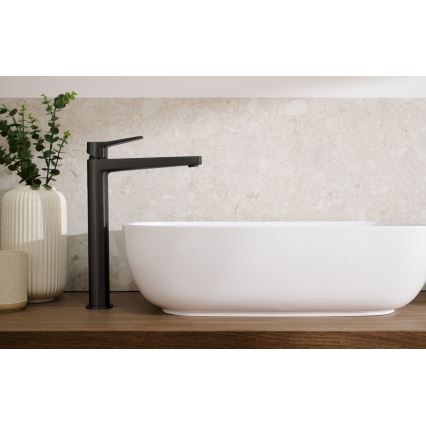 KFA Armatura 4522-815-81 - Tvättställsblandare + bottenventil MALAGA 15,9 cm svart