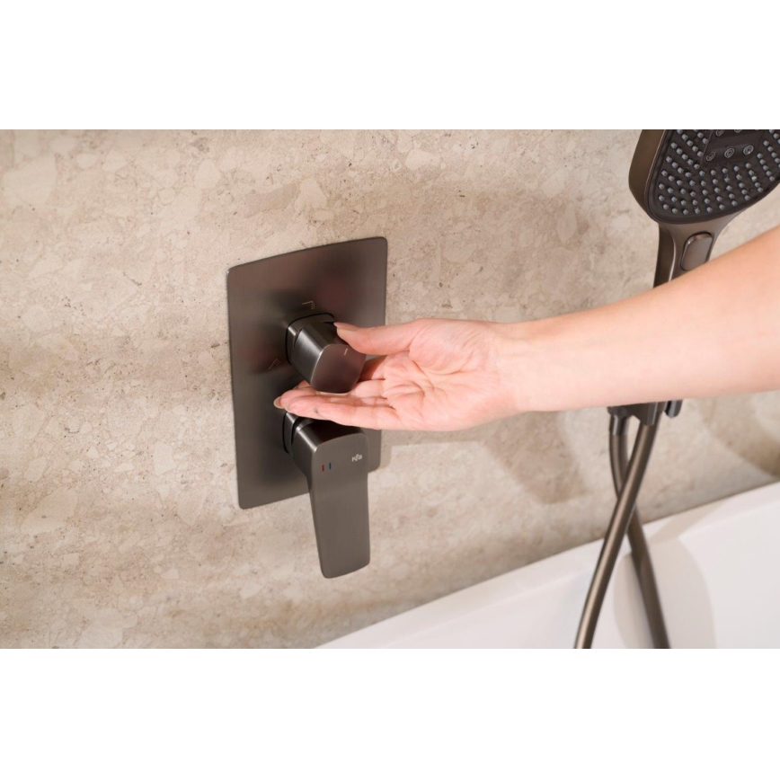 KFA Armatura 4529-301-61 - Duschset med infälld blandare MALAGA i metallicgrå