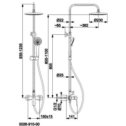 KFA Armatura 5026-910-00 - Dusch med kran TANZANIT skinande krom