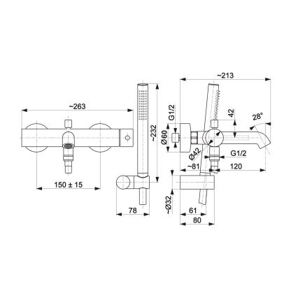 KFA Armatura 5034-520-00 - Badkarsset med kran MOZA skinande krom