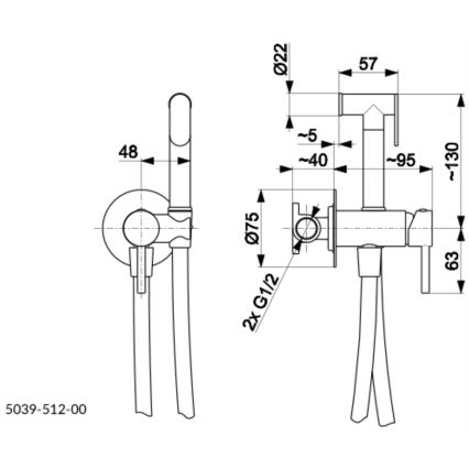 KFA Armatura 5039-512-00 - Bidéblandare med dusch för dold installation MOZA skinande krom