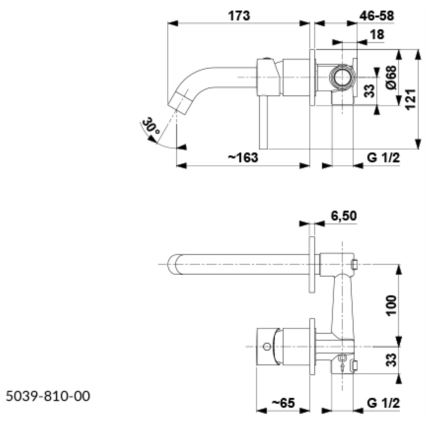 KFA Armatura 5039-810-00 - Tvättställsblandare för dold installation MOZA skinande krom
