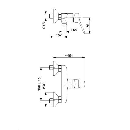 KFA Armatura 5246-010-00 - Duschblandare MORRIS blank krom