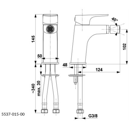 KFA Armatura 5537-015-00 - Kran till bidé + avlopp med bräddavlopp MOKAIT skinande krom