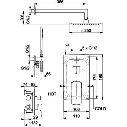 KFA Armatura 5539-511-00 - Duschset med dold kran MOKAIT skinande krom