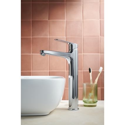 KFA Armatura 5552-712-00 - Tvättställsblandare med bottenventil och överfyllnad OTAVA 30,2 cm blank krom