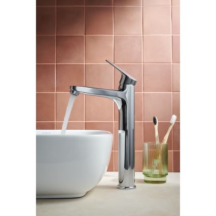 KFA Armatura 5552-712-00 - Tvättställsblandare med bottenventil och överfyllnad OTAVA 30,2 cm blank krom