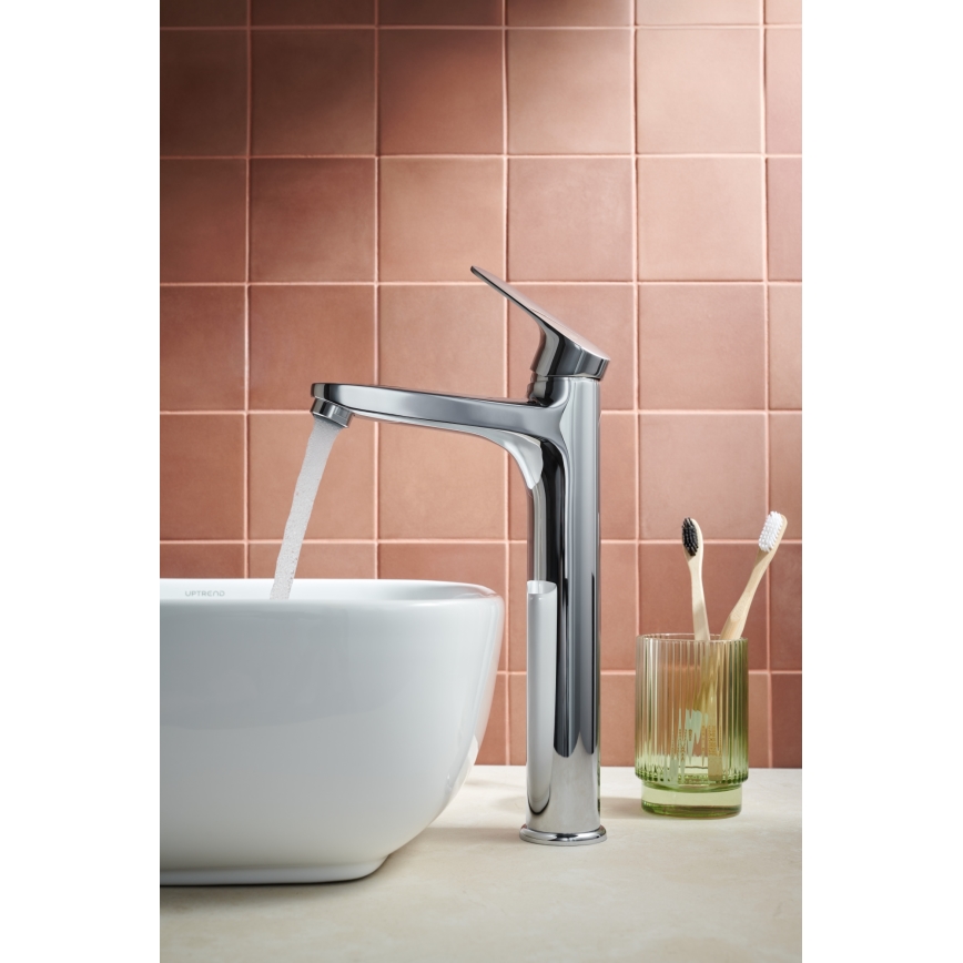 KFA Armatura 5552-712-00 - Tvättställsblandare med bottenventil och överfyllnad OTAVA 30,2 cm blank krom