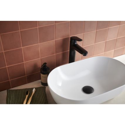 KFA Armatura 5552-712-81 - Tvättställsblandare med bottenventil och överfyllnad OTAVA 30,2 cm matt svart