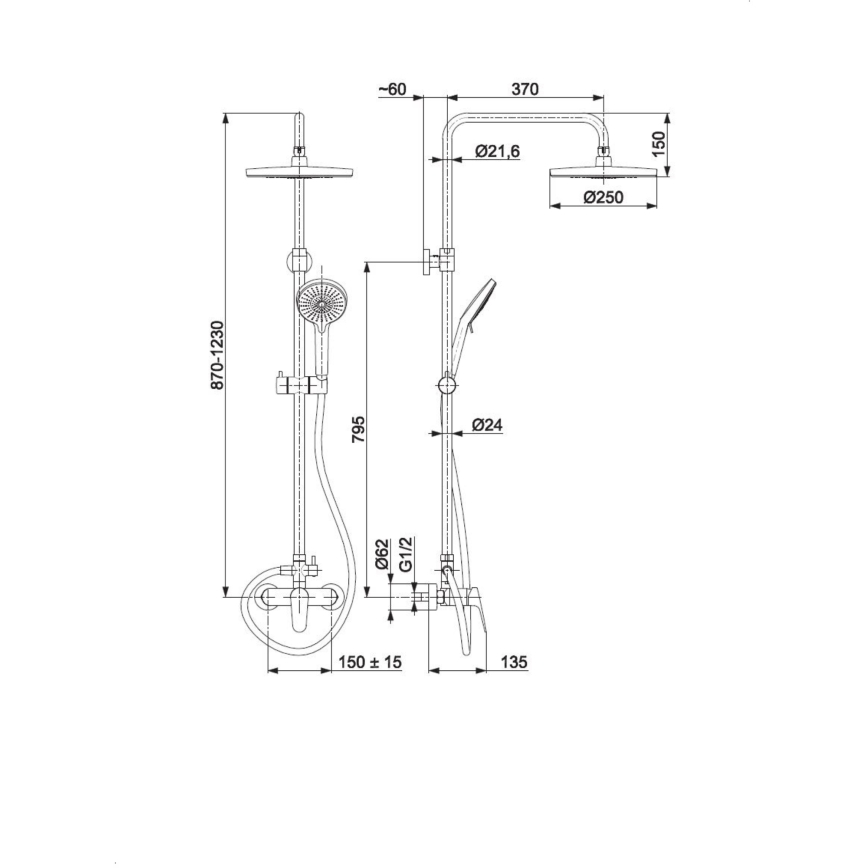 KFA Armatura 5556-910-81 - Dusch med kran OTAVA mässing/matt svart