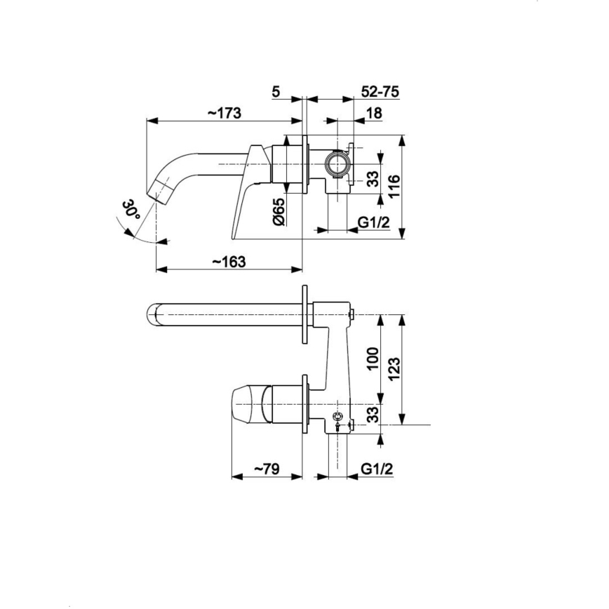 KFA Armatura 5559-810-81 - Tvättställsblandare för infällnad OTAVA matt svart