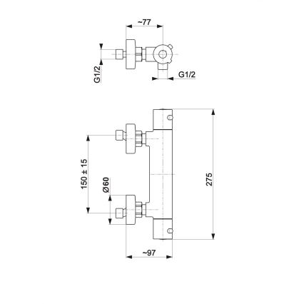 KFA Armatura 5736-010-00 - Termostatisk duschkran MOZA skinande krom