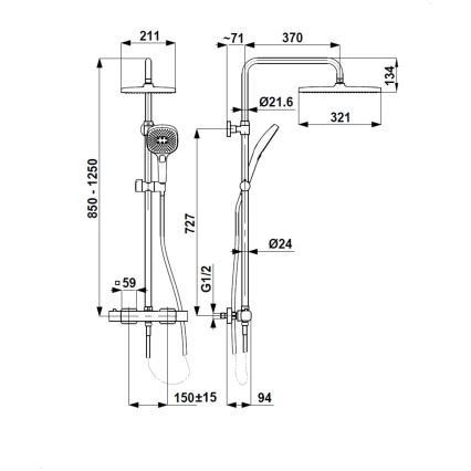KFA Armatura 5756-910-61 - Duschset med termostatblandare MALAGA i metallgrå