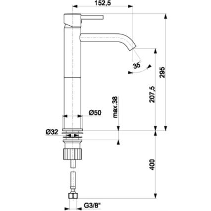 KFA Armatura 5822-612-00 - Kran till handfat NEDA 29,5 cm skinande krom