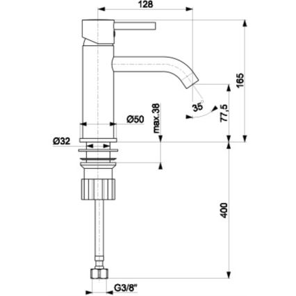 KFA Armatura 5822-815-00 - Kran till handfat + avlopp NEDA 16,5 cm skinande krom