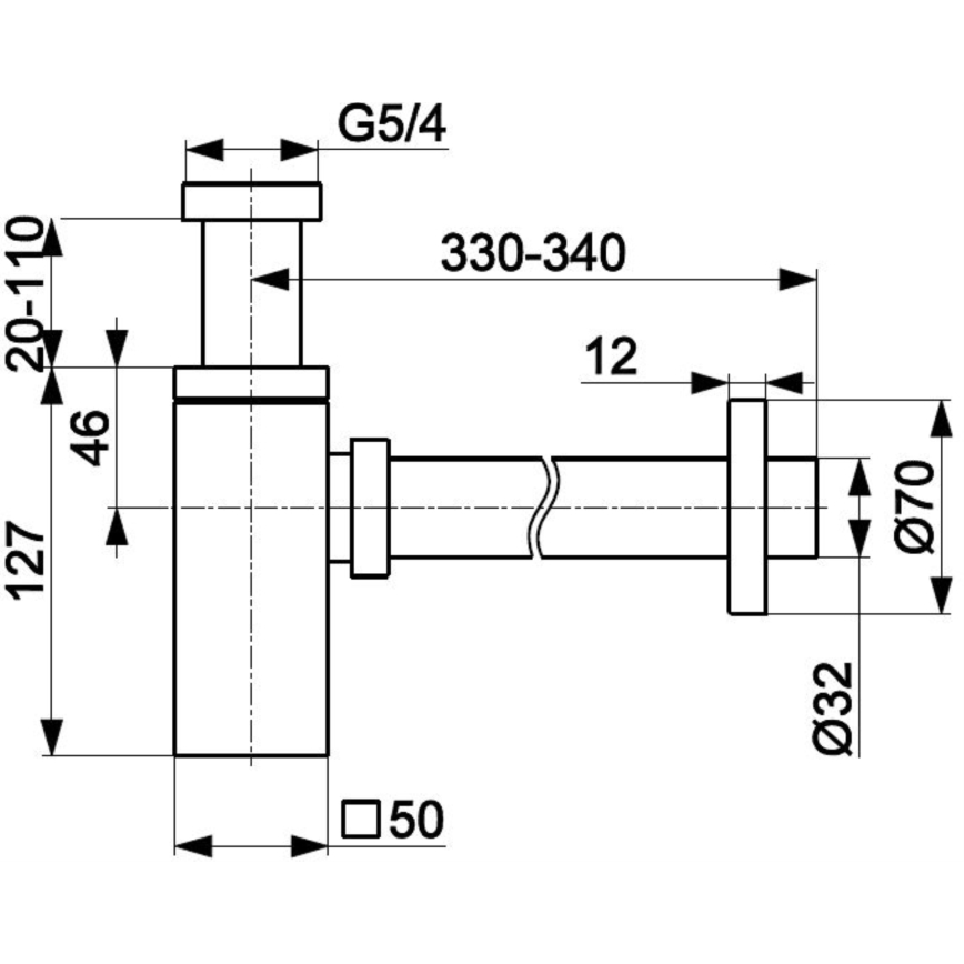 KFA Armatura 600-002-00 - Vinklad vattenlås skinande krom