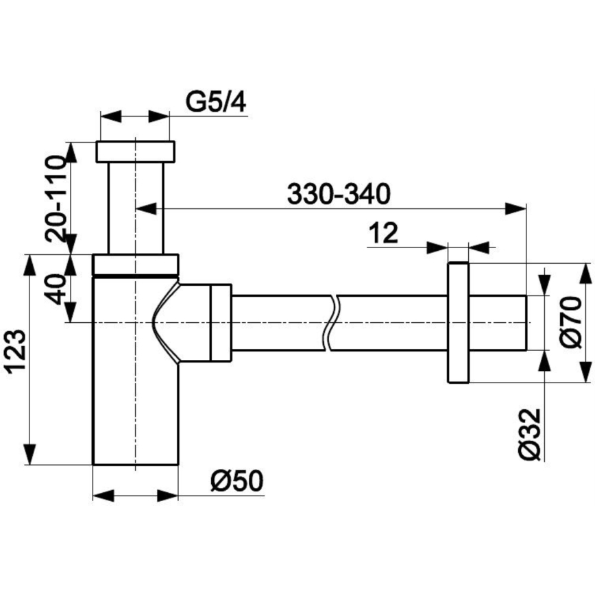 KFA Armatura 600-003-00 - Runt vattenlås skinande krom