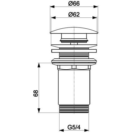 KFA Armatura 660-253-81 - Tvättställsavlopp utan bräddavlopp CLICK-CLACK diameter 6,6 cm mässing/matt svart