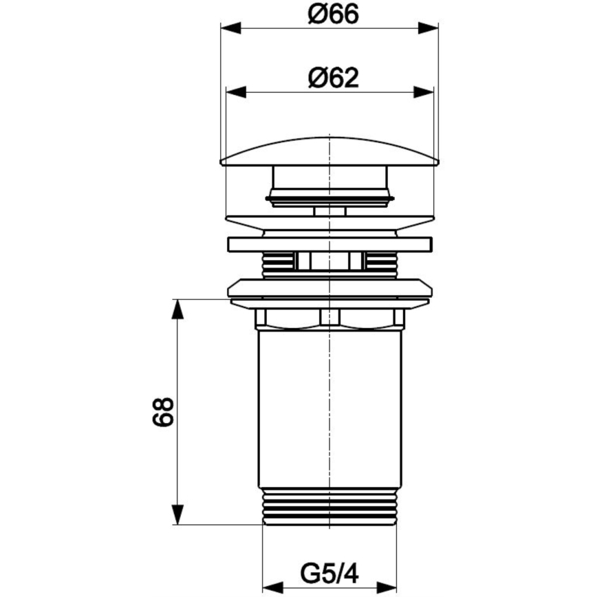 KFA Armatura 660-254-00 - Tvättställ avlopp med bräddavlopp CLICK-CLACK diameter 6,6 cm skinande krom