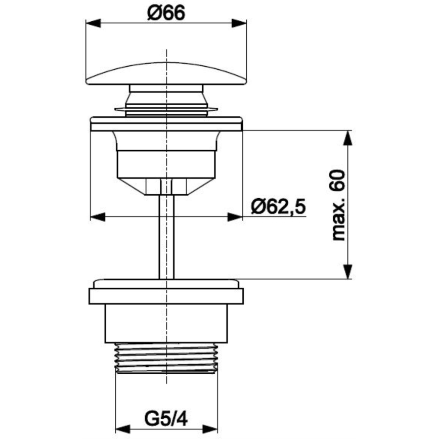 KFA Armatura 660-320-00 - Tvättställsavlopp CLICK-CLACK diameter 6,6 cm skinande krom