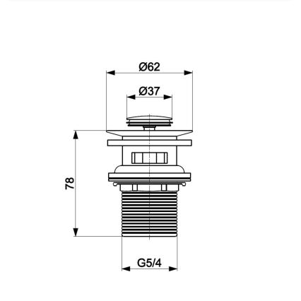 KFA Armatura 660-354-31 - Tvättställ avlopp med bräddavlopp CLICK-CLACK diameter 6,2 cm mässing/mark guld