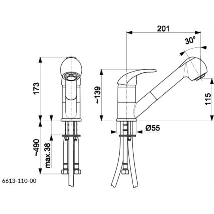 KFA Armatura 6613-110-00 - Tvättställsblandare med utdragbar spruta INDIRA skinande krom