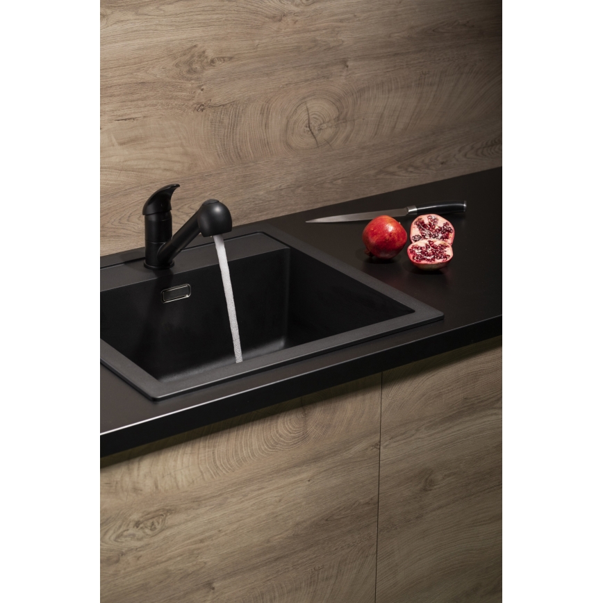 KFA Armatura 6613-110-81 - Tvättställsblandare med utdragbar spruta INDIRA mässing/matt svart