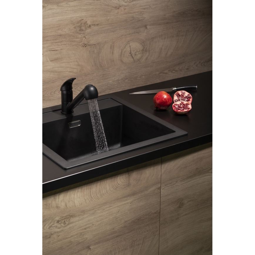 KFA Armatura 6613-110-81 - Tvättställsblandare med utdragbar spruta INDIRA mässing/matt svart