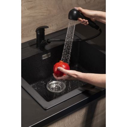 KFA Armatura 6613-110-81 - Tvättställsblandare med utdragbar spruta INDIRA mässing/matt svart