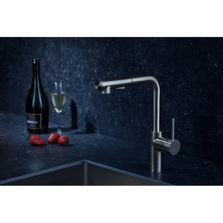 KFA Armatura 6623-110-22 - Tvättställsblandare med utdragbar spruta DUERO BASIC rostfri