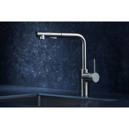 KFA Armatura 6623-110-22 - Tvättställsblandare med utdragbar spruta DUERO BASIC rostfri