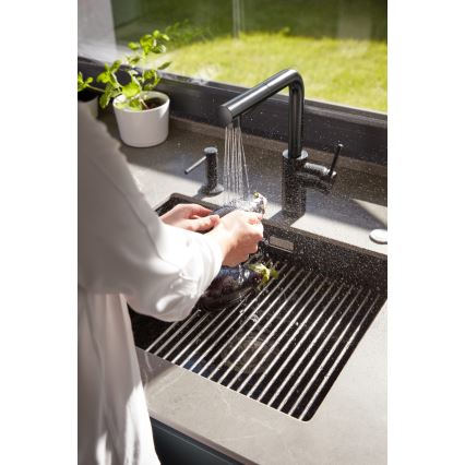 KFA Armatura 6623-110-81 - Tvättställsblandare med utdragbar spruta DUERO BASIC rostfri/matt svart