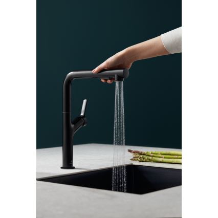 KFA Armatura 6623-220-81 - Tvättställsblandare med utdragbar spruta DUERO DESIGN rostfri/matt svart