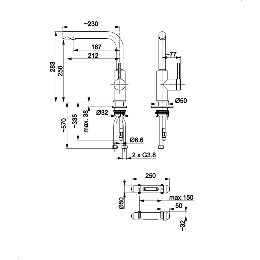 KFA Armatura 6623-912-22 - Filtrerad vattenkran DUERO PURE rostfri + filter