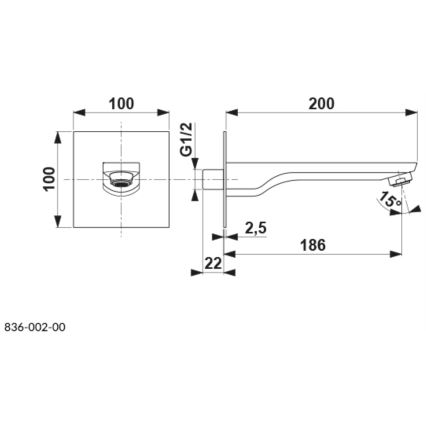 KFA Armatura 836-002-81 - Pip för inbyggd montering MOKAIT mässing/matt svart