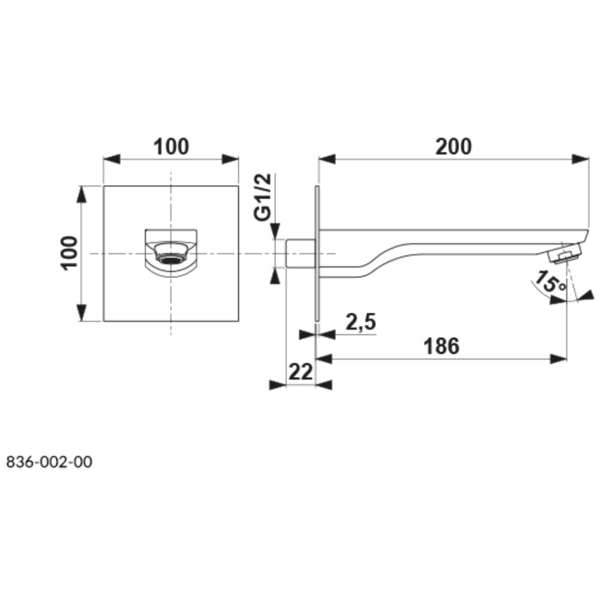 KFA Armatura 836-002-81 - Pip för inbyggd montering MOKAIT mässing/matt svart