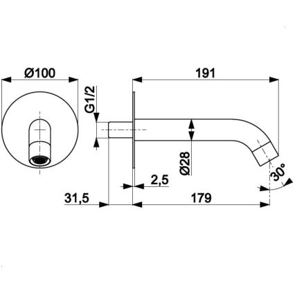 KFA Armatura 836-004-31 - Pip för inbyggd montering MOZA mässing/mark guld