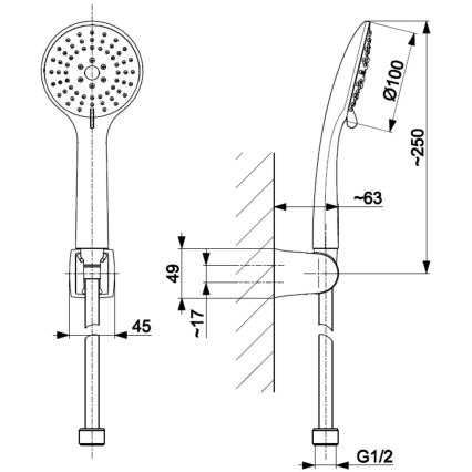 KFA Armatura 841-220-31 - Dusch set MOZA mark guld