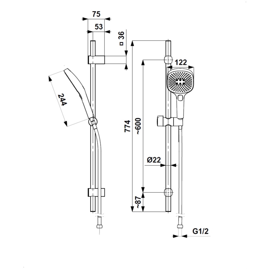 KFA Armatura 841-352-00 - Duschset MALAGA i blank krom