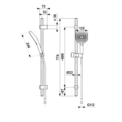 KFA Armatura 841-352-44 - Duschset MALAGA vit