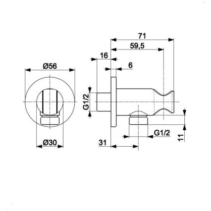 KFA Armatura 845-053-81 - Rund duschhållare med utlopp MOZA mässing/matt svart