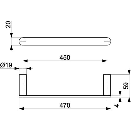 KFA Armatura 864-026-81 - Handdukshängare för vägg 47 cm rostfri/matt svart