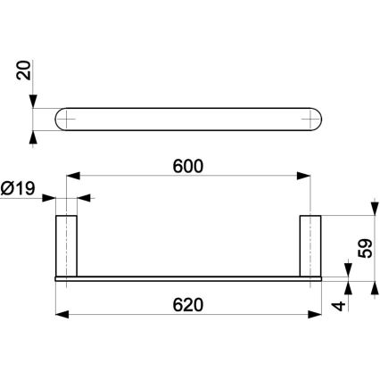 KFA Armatura 864-027-81 - Handdukshängare för vägg 62 cm rostfri/matt svart