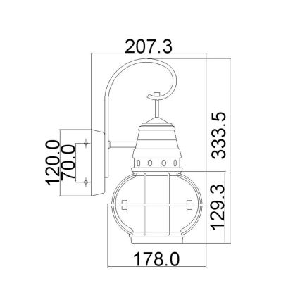Kichler - Utomhusvägglampa BRIDGE POINT 1xE27/60W/230V IP44 mässing